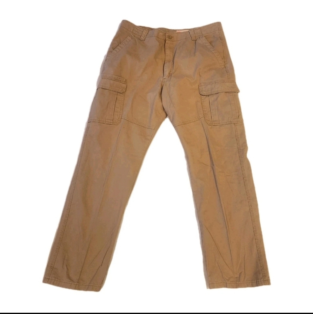 Wrangler Men’s 38x32 Cargo 5- Star Premium Relaxed Fit Khaki Beige Pants